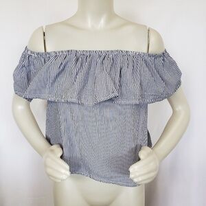 Iris striped off the shoulder crop top L